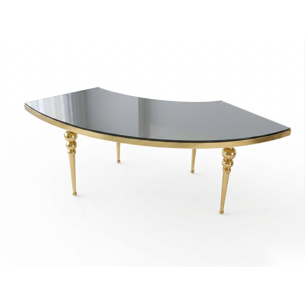 Serpentine glass  table